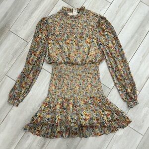 Aqua flower mini print dress